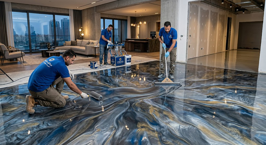 Modern Epoxy Flooring with Style Decoration